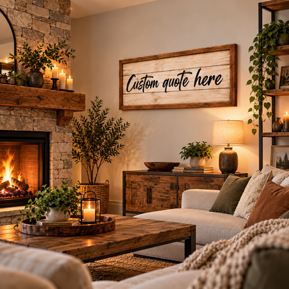 Personalized Custom Quote Canvas Wall Art – Rustic Farmhouse Wood Look Sign
