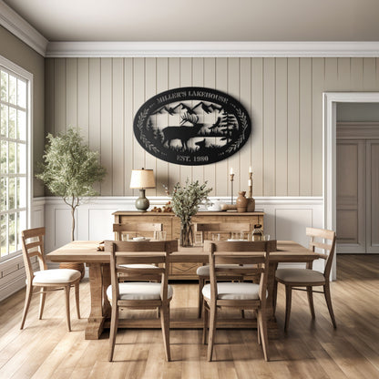 Elk Outdoor Oval Metal Sign
