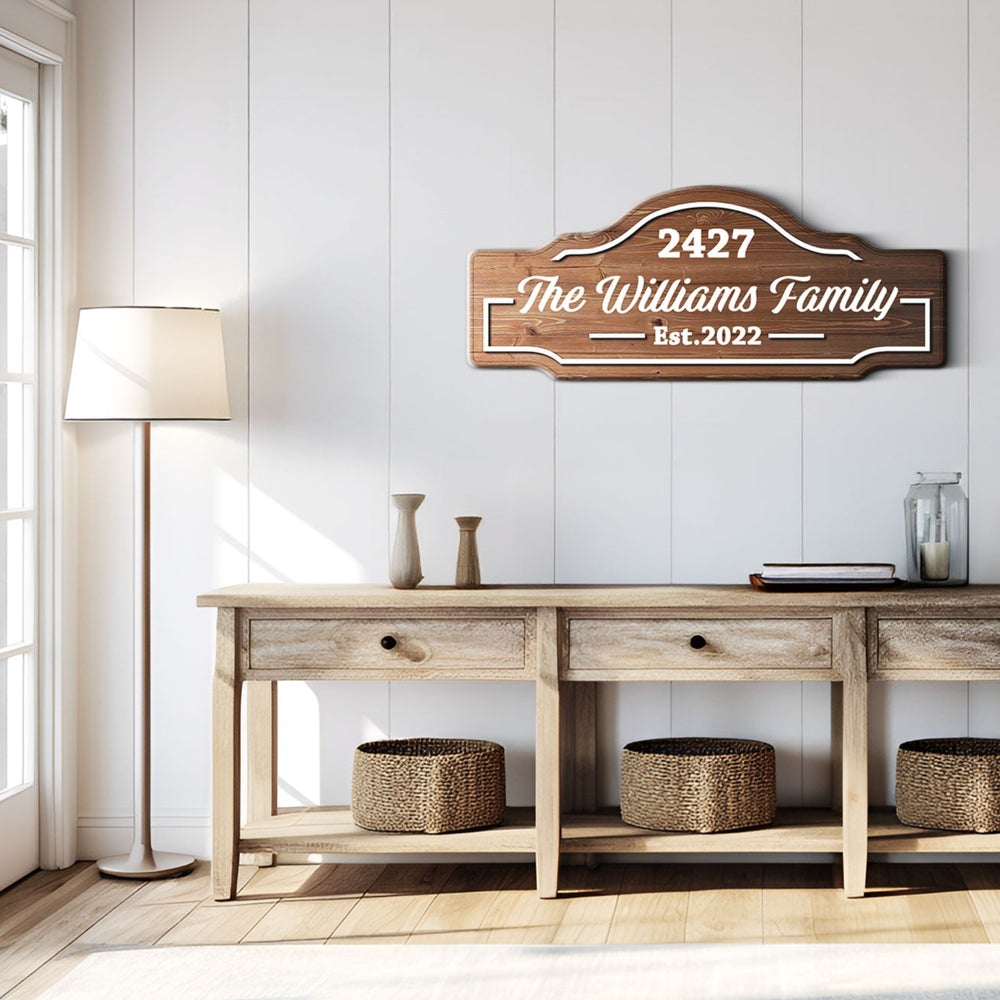 Family Name & Address Wooden Sign
