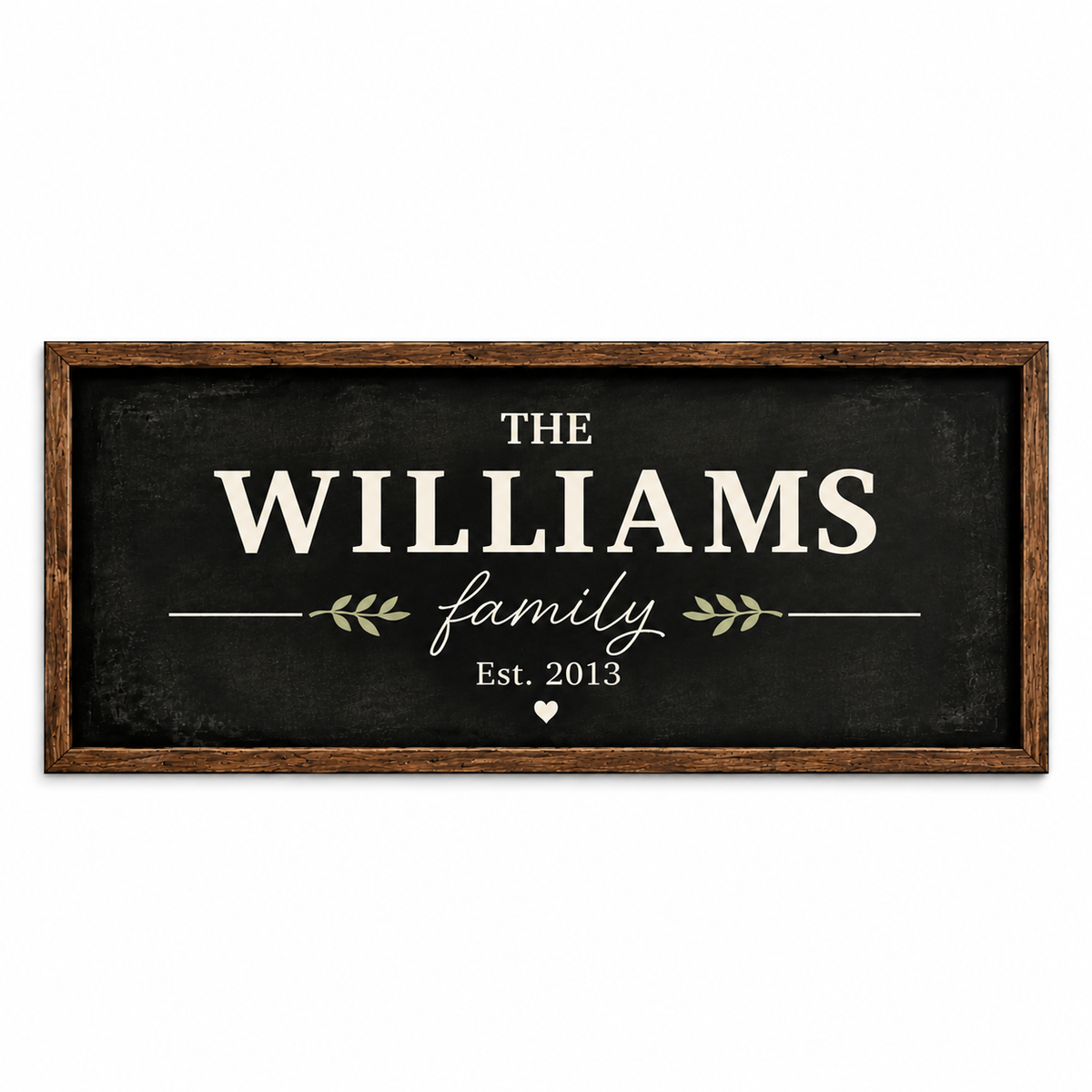 Personalized Family Name Canvas Wall Art – Rustic Wood Frame Design