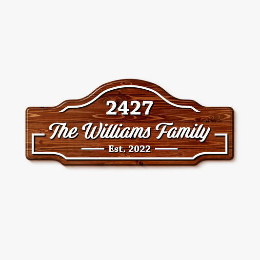 Family Name & Address Wooden Sign