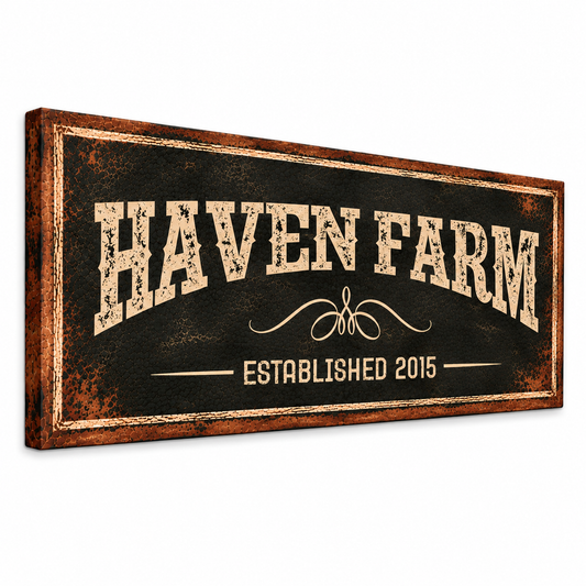 Personalized Farmhouse Canvas Wall Art – Custom Farm Name &amp; Established Year Sign