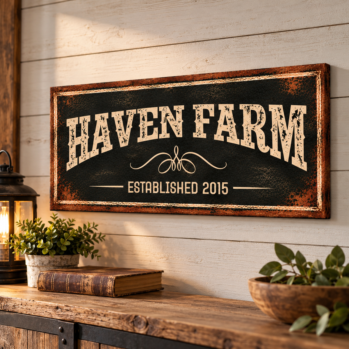 Personalized Farmhouse Canvas Wall Art – Custom Farm Name &amp; Established Year Sign