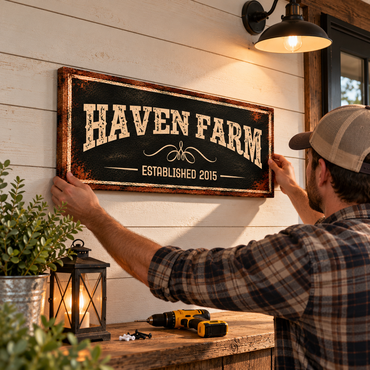 Personalized Farmhouse Canvas Wall Art – Custom Farm Name &amp; Established Year Sign