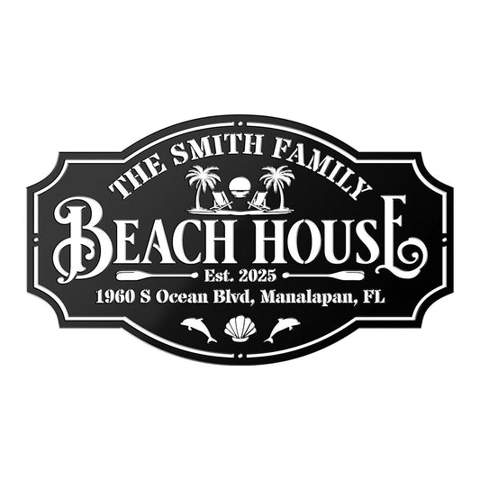 Beach House Metal Sign