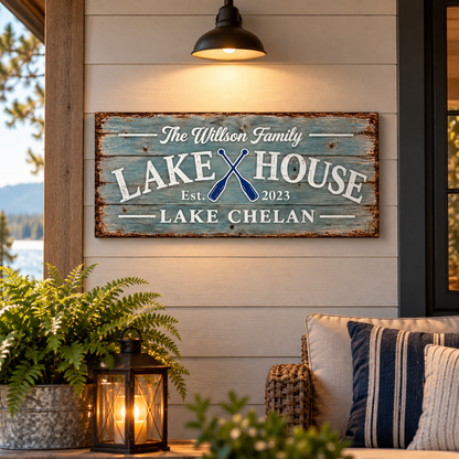 Personalized Lake House Canvas