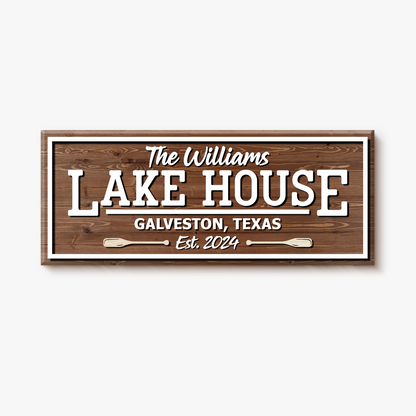 Rustic Lake House Wooden Sign