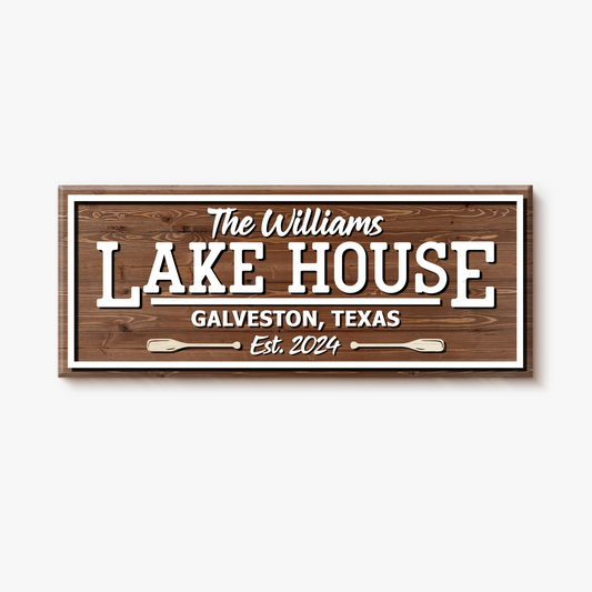 Rustic Lake House Wooden Sign