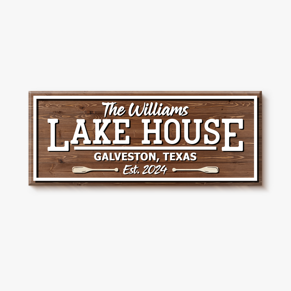 Rustic Lake House Wooden Sign