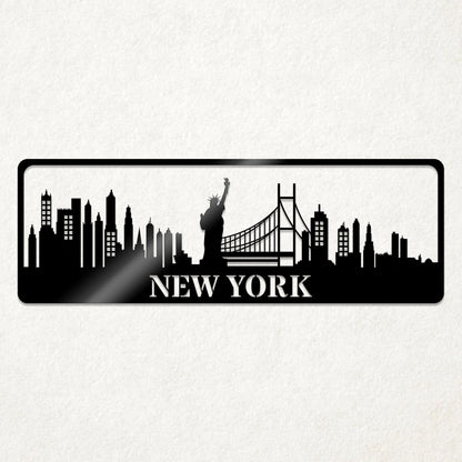 USA City Skylines Metal Sign