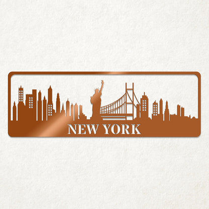 USA City Skylines Metal Sign