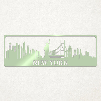 USA City Skylines Metal Sign