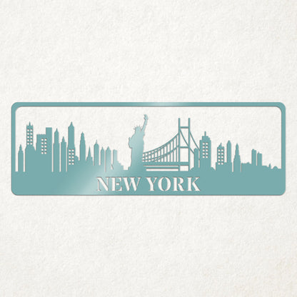 USA City Skylines Metal Sign