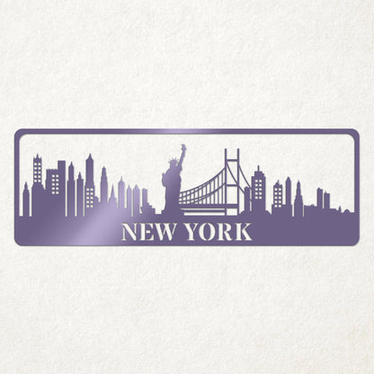 USA City Skylines Metal Sign