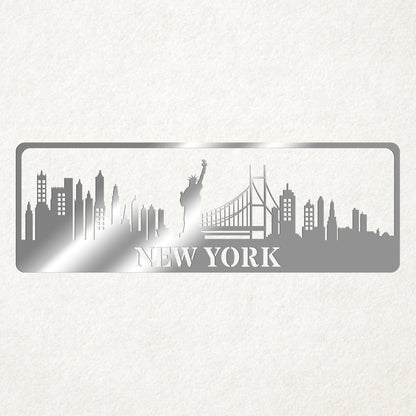USA City Skylines Metal Sign