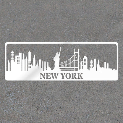 USA City Skylines Metal Sign