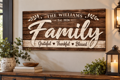 Personalized Family Canvas – Custom Family Name &amp; Established Year