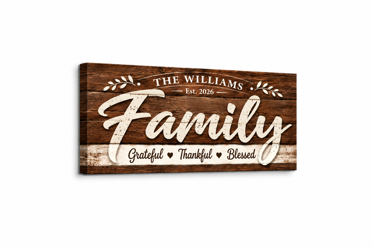 Personalized Family Canvas – Custom Family Name &amp; Established Year