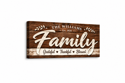 Personalized Family Canvas – Custom Family Name &amp; Established Year