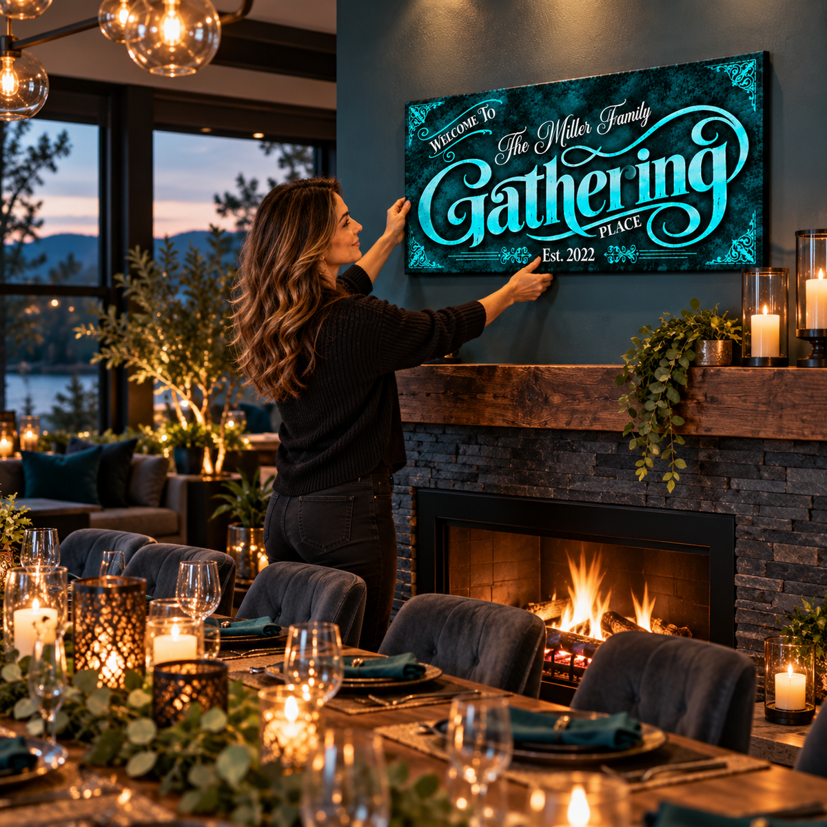 Personalized Gathering Place Canvas Print – Custom Family Wall Decor