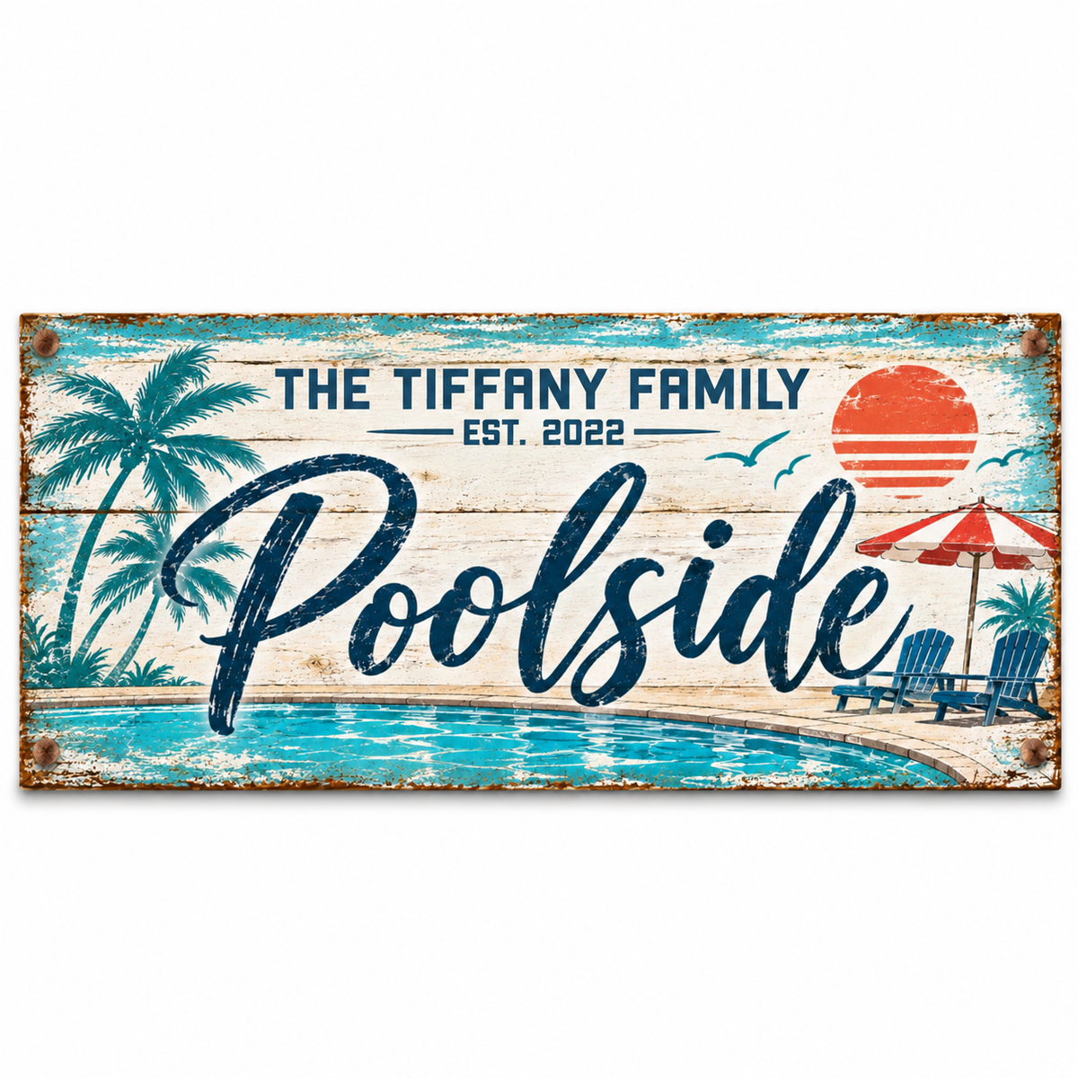 Personalized Poolside Canvas Sign – Custom Family Pool Decor