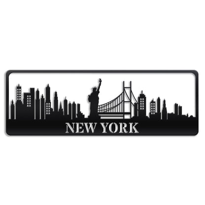 USA City Skylines Metal Sign