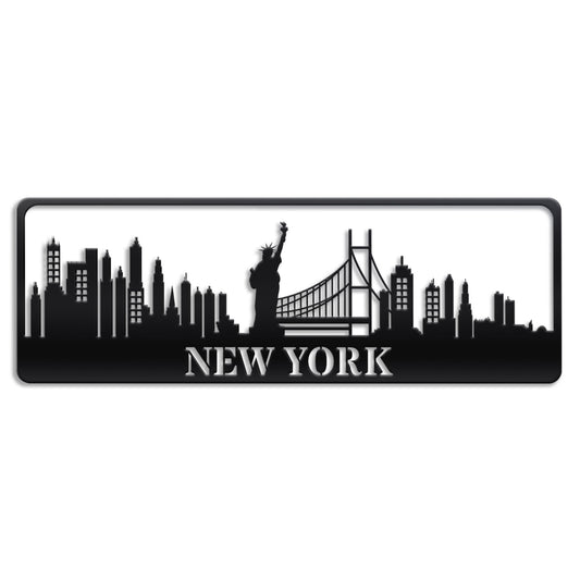 USA City Skylines Metal Sign