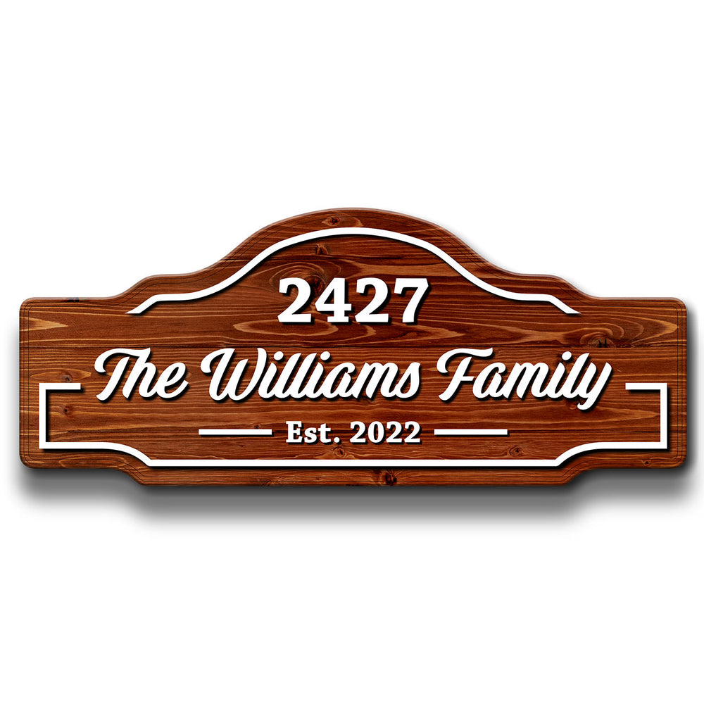 Family Name & Address Wooden Sign