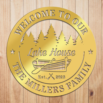 Boat Lakehouse Metal Sign