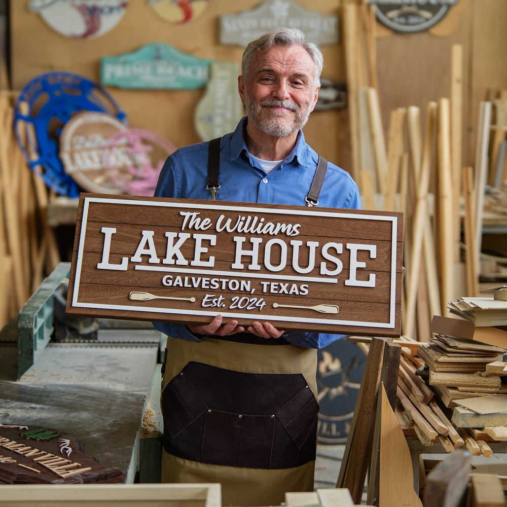 Rustic Lake House Wooden Sign