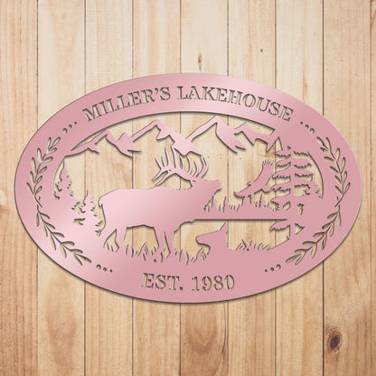 Elk Outdoor Oval Metal Sign