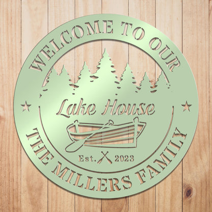 Boat Lakehouse Metal Sign