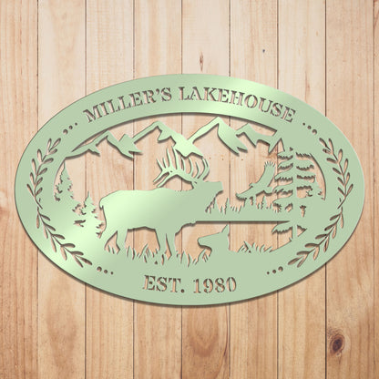 Elk Outdoor Oval Metal Sign