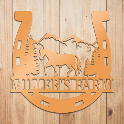 Horse Shoe Metal Sign