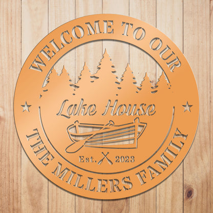 Boat Lakehouse Metal Sign