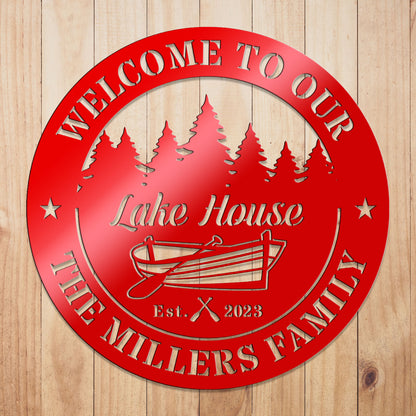Boat Lakehouse Metal Sign
