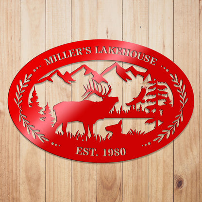 Elk Outdoor Oval Metal Sign