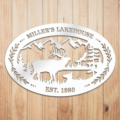 Elk Outdoor Oval Metal Sign