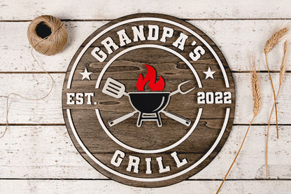 Rounded Grill Sign Wooden Sign Craftmysign
