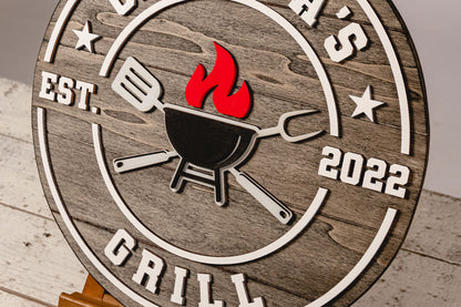 Rounded Grill Sign Wooden Sign Craftmysign