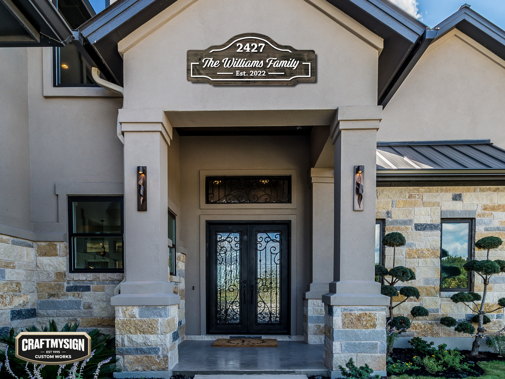 Beautiful view of Customized Family Home Address Sign