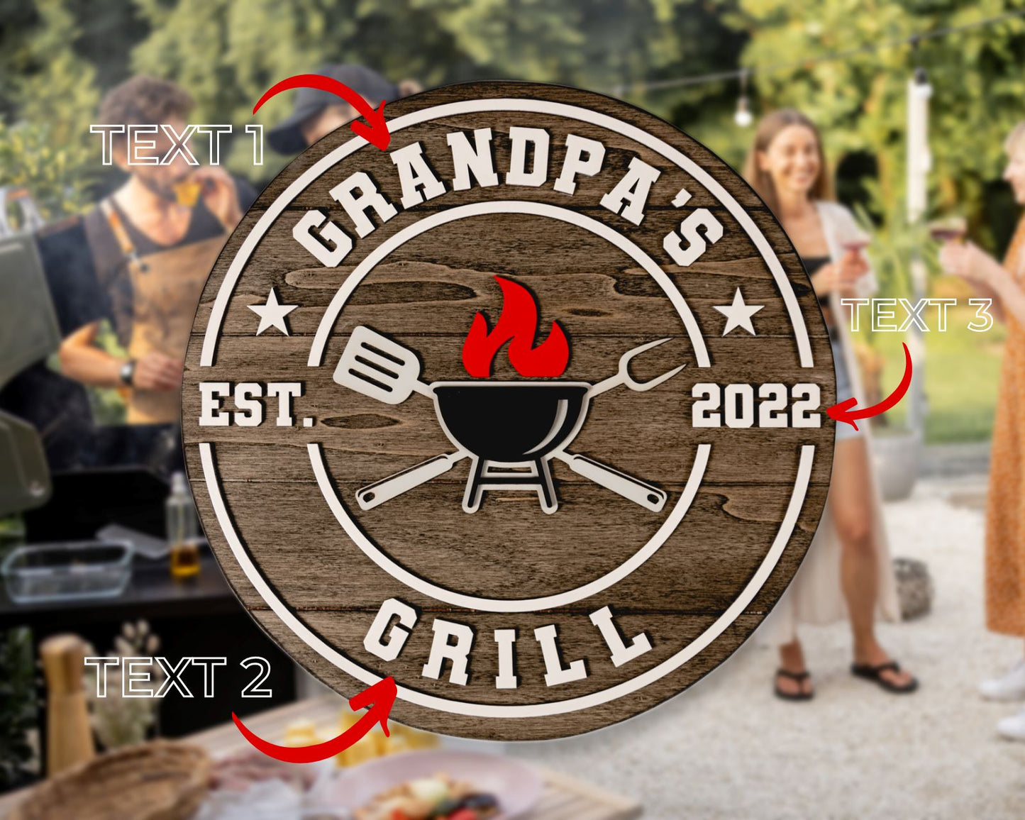 Rounded Grill Sign Wooden Sign Craftmysign